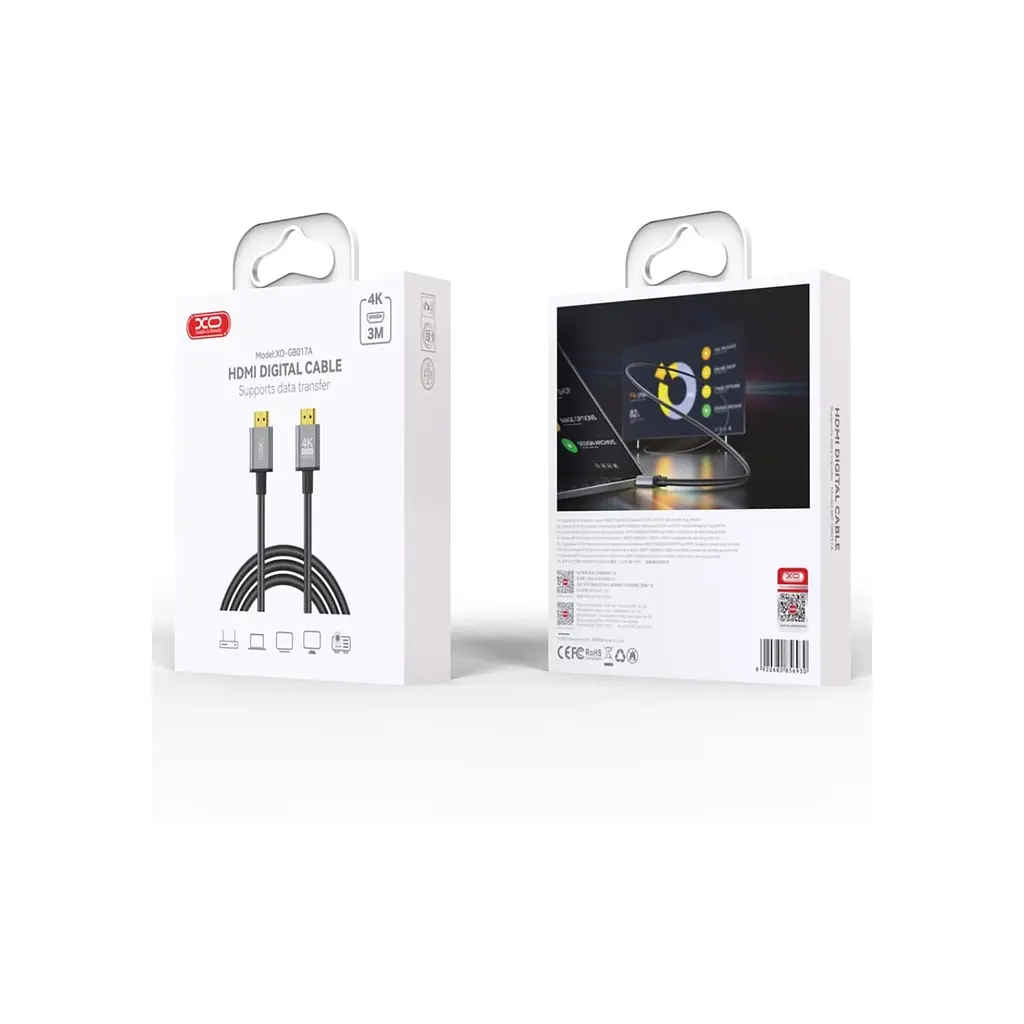Кабель мультимедійний HDMI M to HDMI M 3.0m V2.0 black XO (GB017A-HDMI.tranish) - фото 4