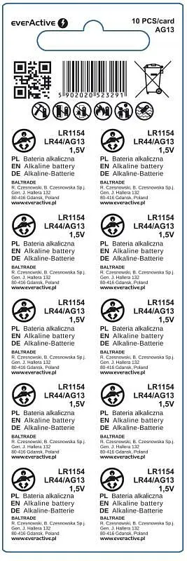 Батарейка EverActive LR44 BL 10шт (HQ-2969/5902020523291) - фото 2