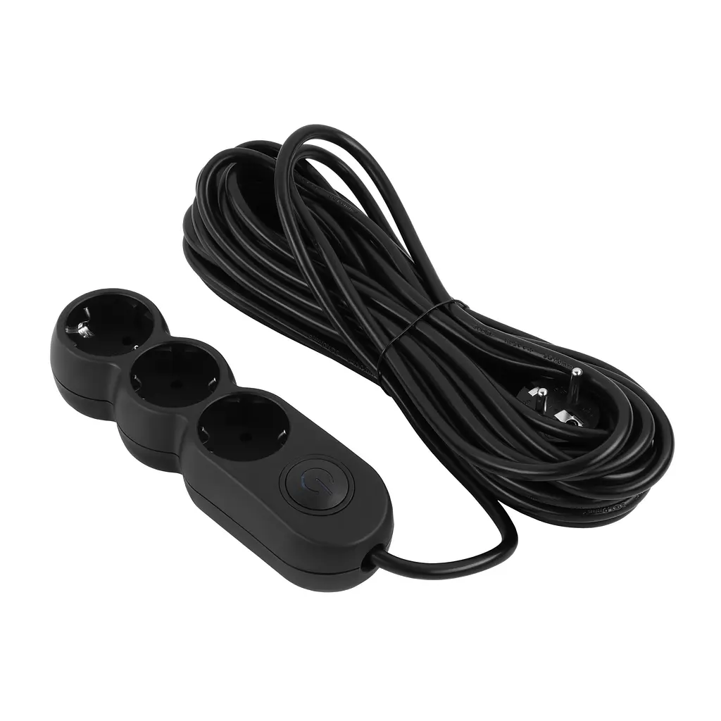 Подовжувач мережевий 3 розетки 10 метрів 2E Plus Power Extension 3 Type F 10m 10A Black