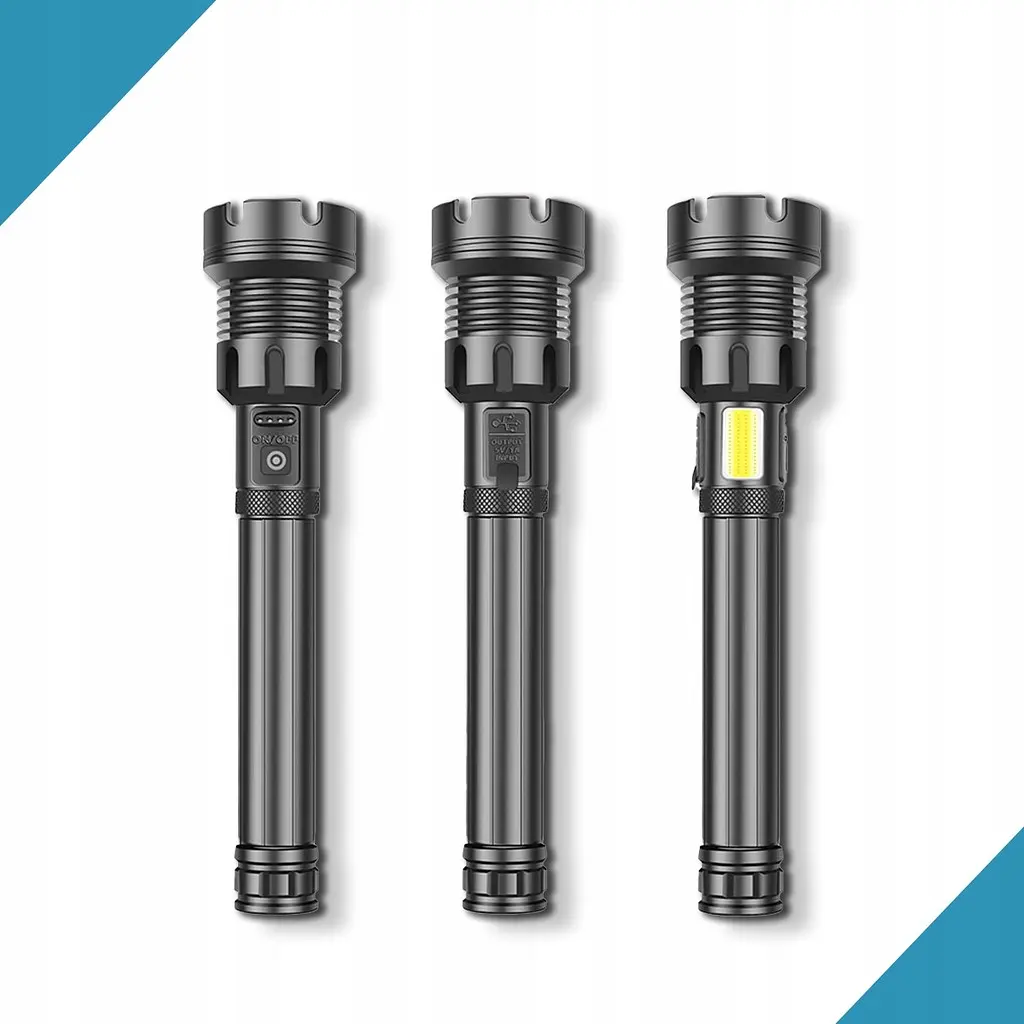 Потужний тактичний ліхтарик Heckermann 1690 Led Zoom USB 5000mAH 2500lm - фото 3