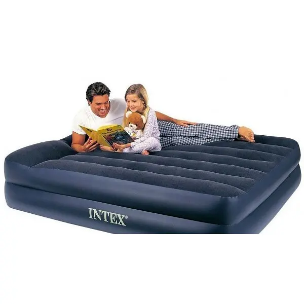 Двоспальне надувне ліжко Intex 64124 Pillow Rest Raised Bed з вбудованим електронасосом 152 x 203 x 42 с - фото 4