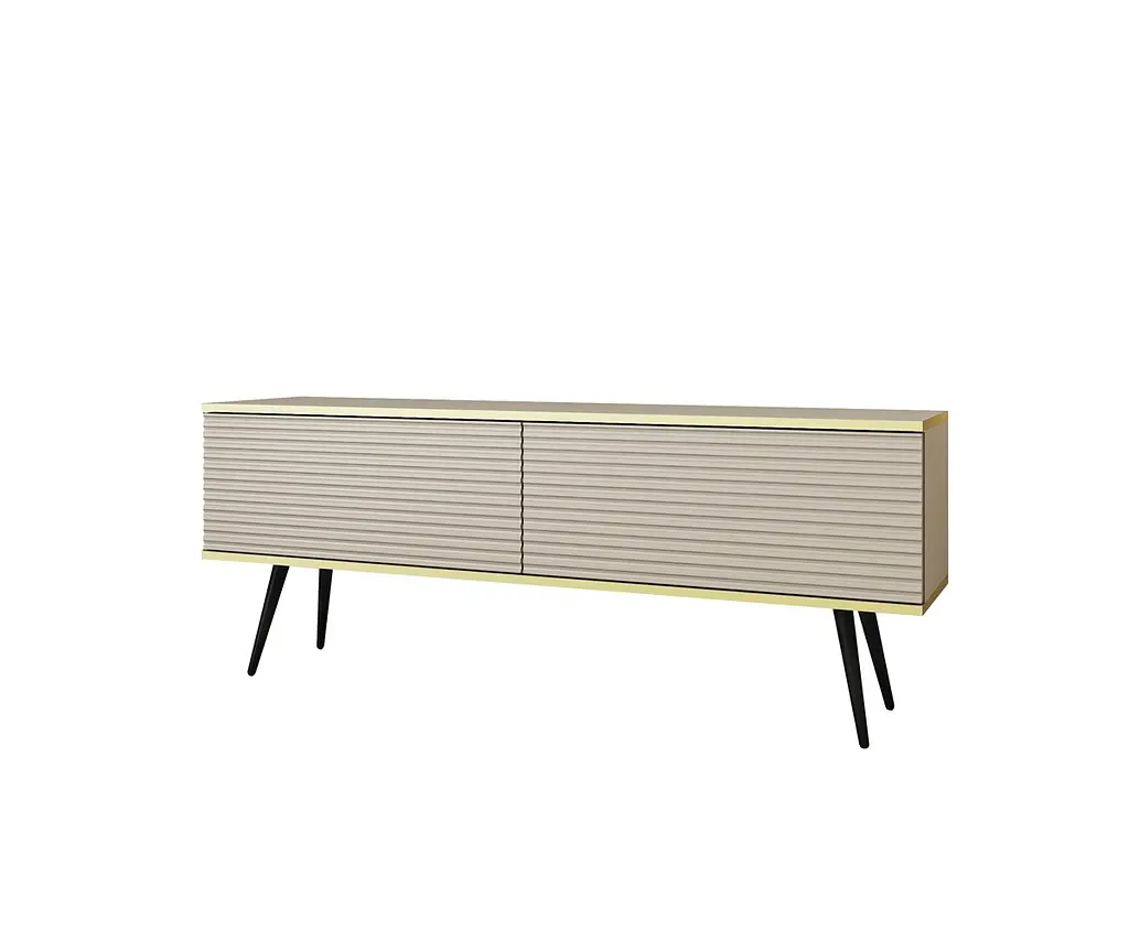 Тумба под телевизор Perfect Home Оро/Oro 2-дверная с черными ножками RTV135 MDF Бежевый (PFH-091335) - фото 3