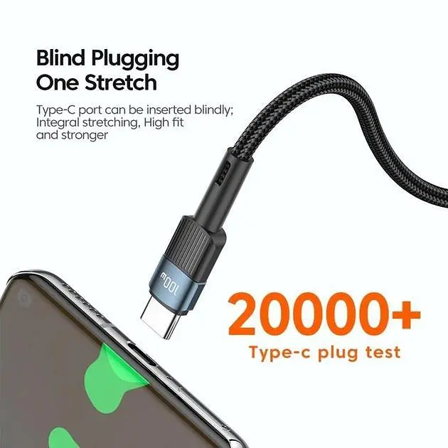 Кабель Essager Star 100W USB Charging Cable Type C to Type C 1 м Black (EXCTT1-XC01) - фото 4