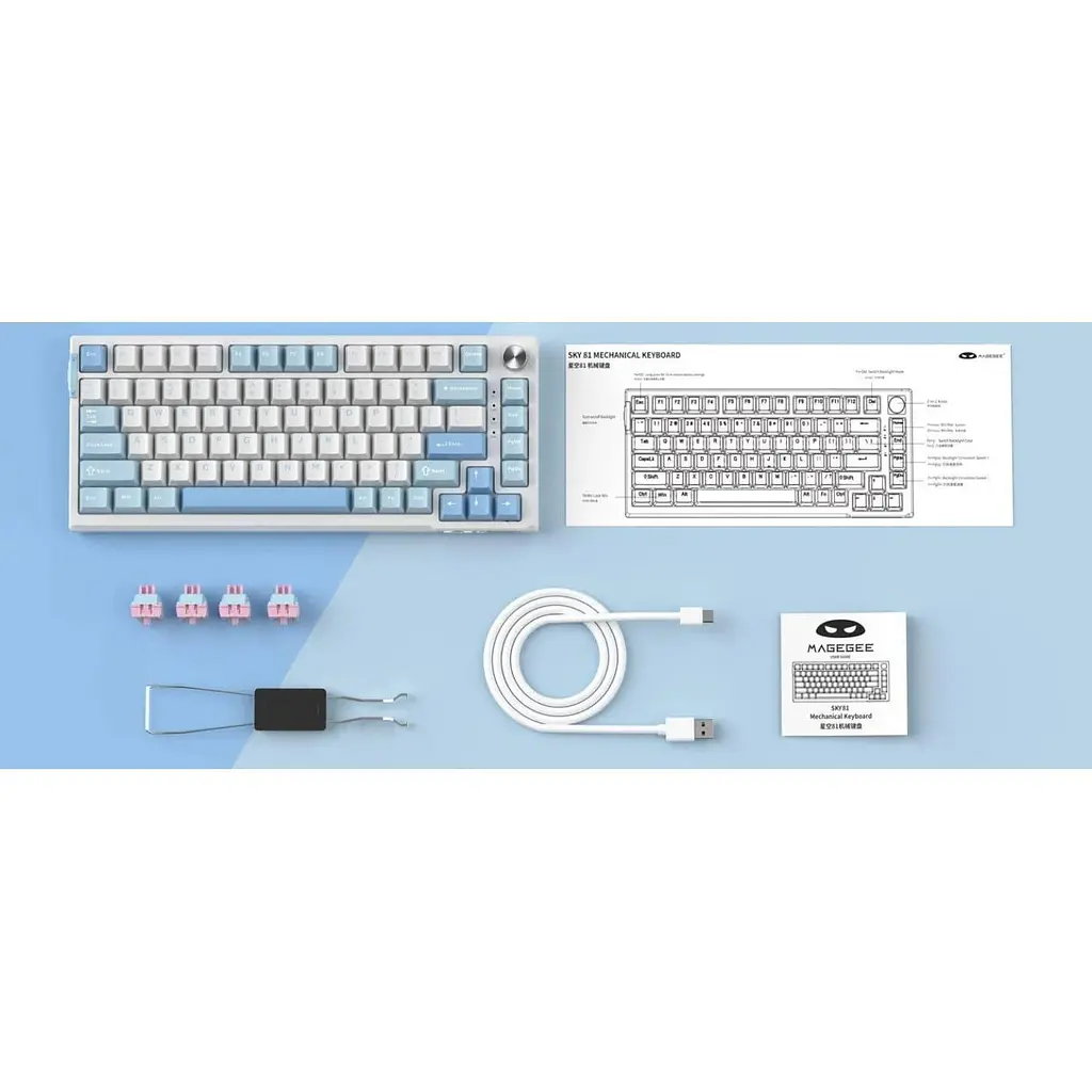 Клавіатура MageGee SKY 81 RGB Pink Bear Switch Ice Sea Blue (6971969728844-UA) [164303] - фото 12