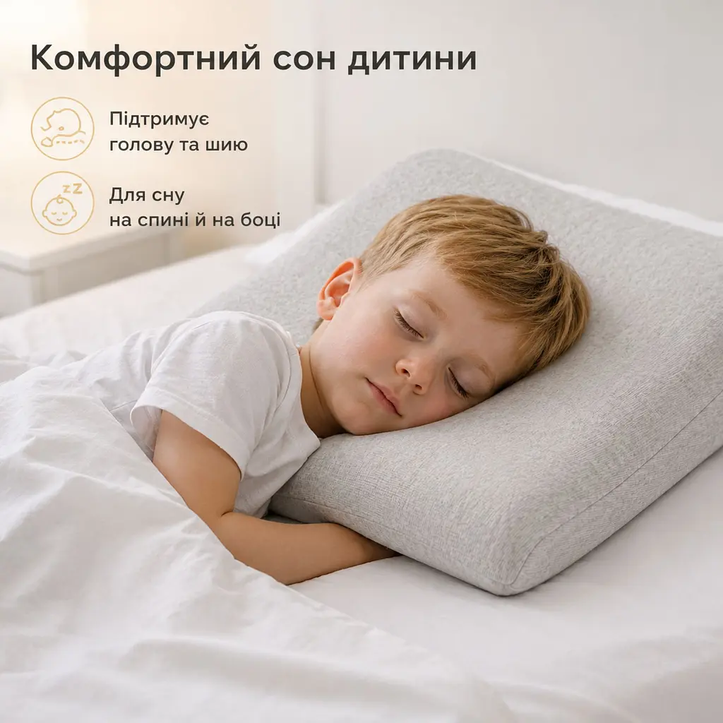 Подушка ортопедична дитяча Papaella Baby Хвиля ефектом пам'яті 50х30х7/5 см (8-36373) - фото 9