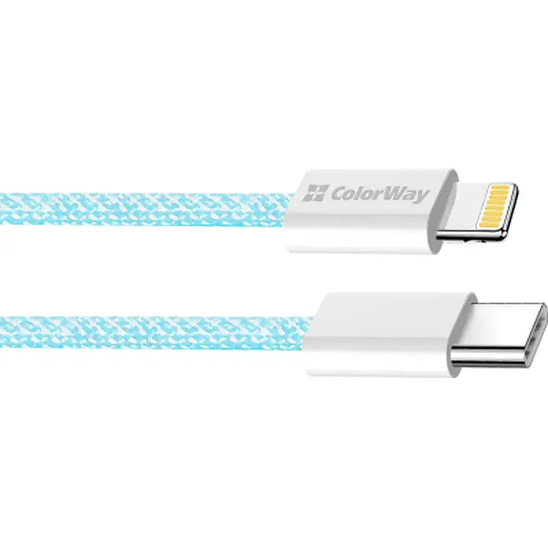 Дата кабель USB-C to Lightning 1.0m 27W blue ColorWay (CW-CBPDCL061-BL) - фото 3
