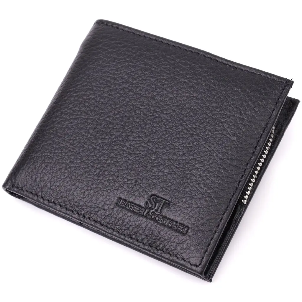 Гаманець середнього розміру з оригінальною монетницею ST Leather 22458 чорний - фото 11