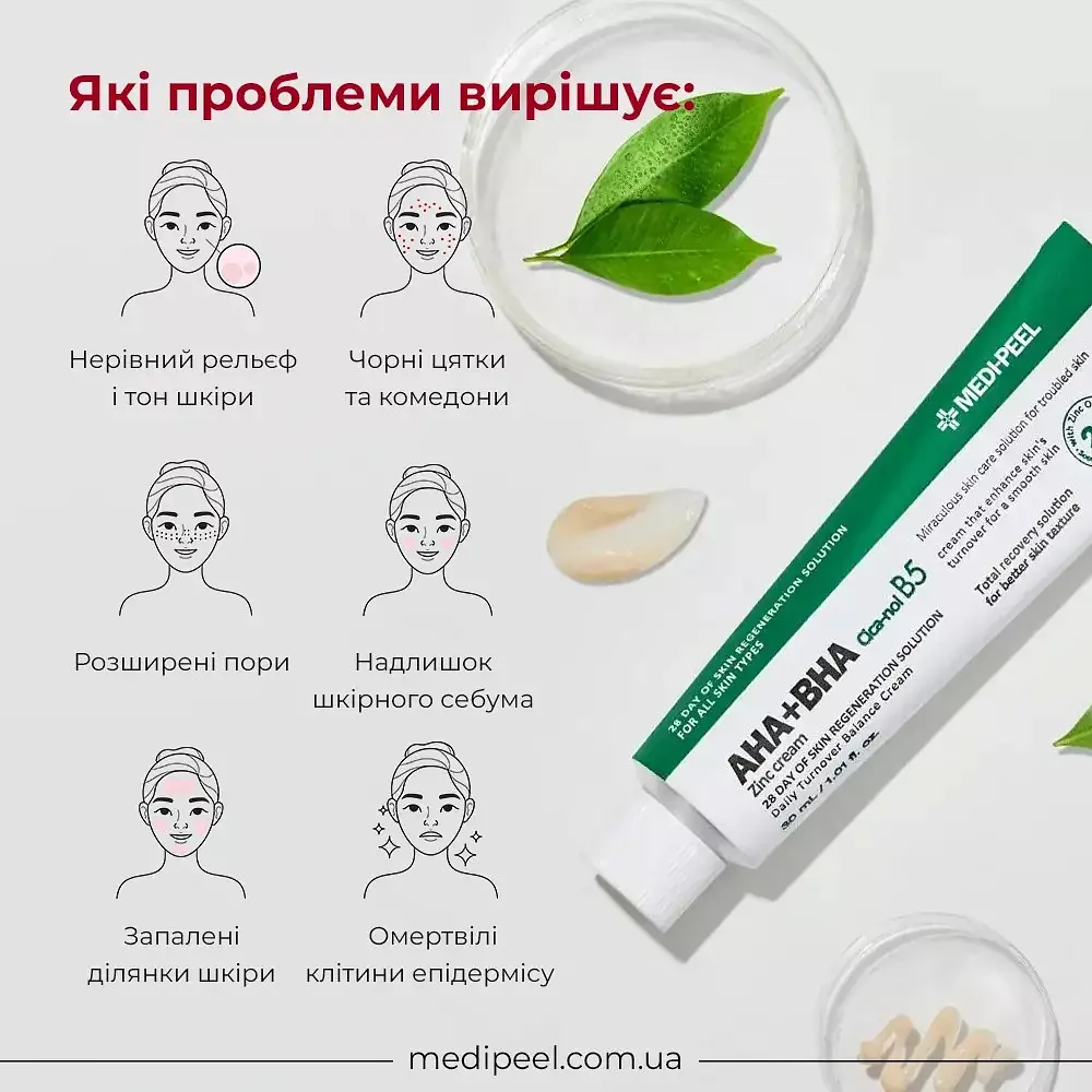 Крем для обличчя Medi Peel AHA BHA Zinc Cica-Nol B5 Cream оновлювальний з цинком і центеллою 30 мл - фото 6