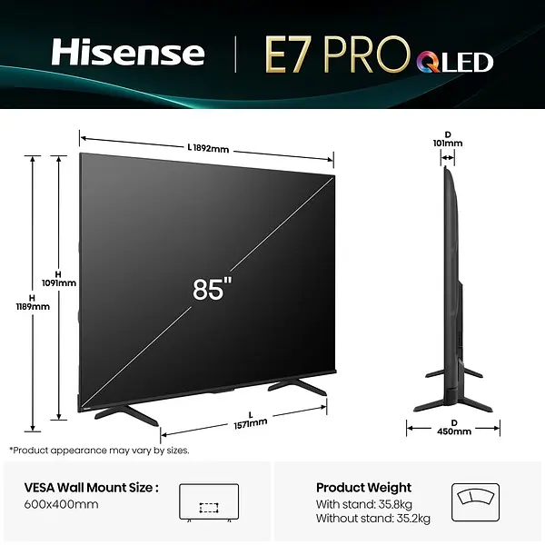 LED-телевізор Hisense 85E7Q PRO - фото 3
