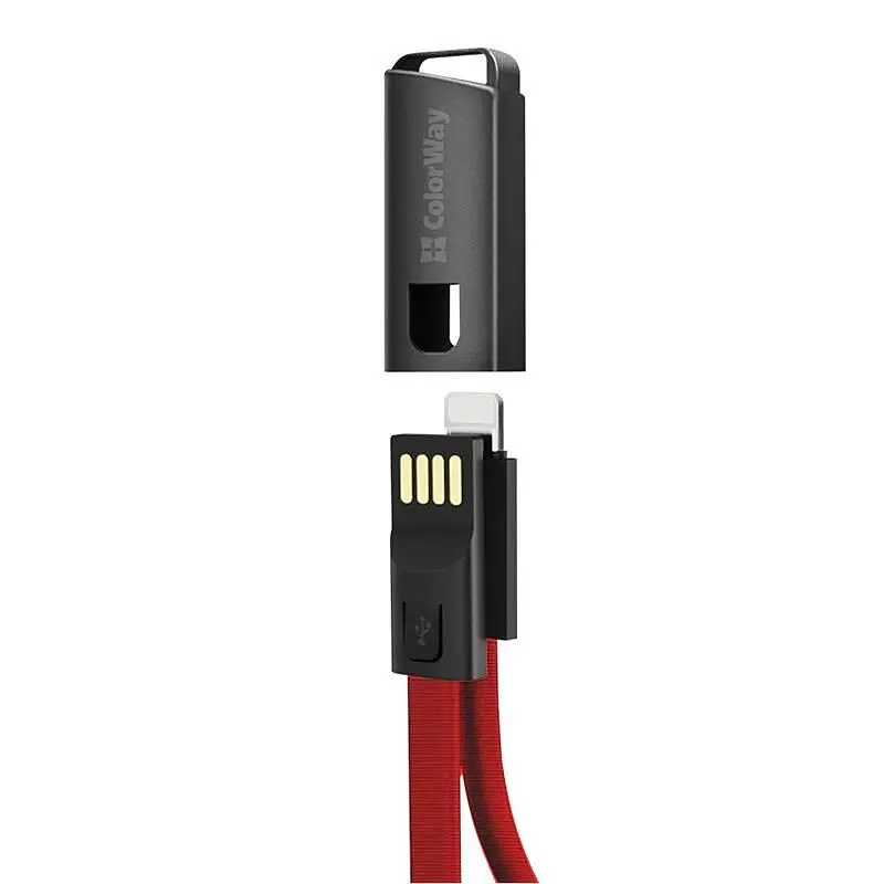 Кабель ColorWay USB - Lightning (M/M), 2.4 А, 0.22 м, Red (CW-CBUL021-RD) - фото 3
