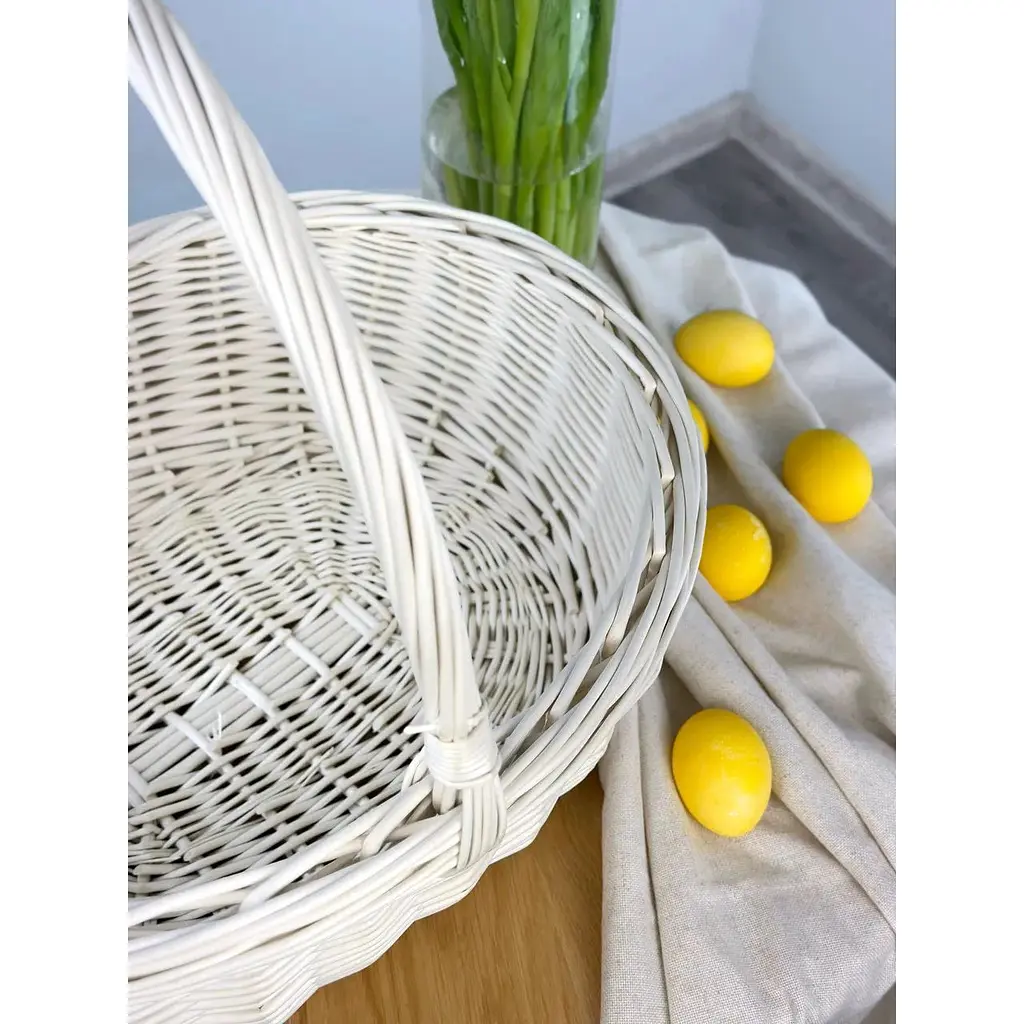 Пасхальная корзина из лозы с одной ручкой Буковина (большая) Белая - фото 4
