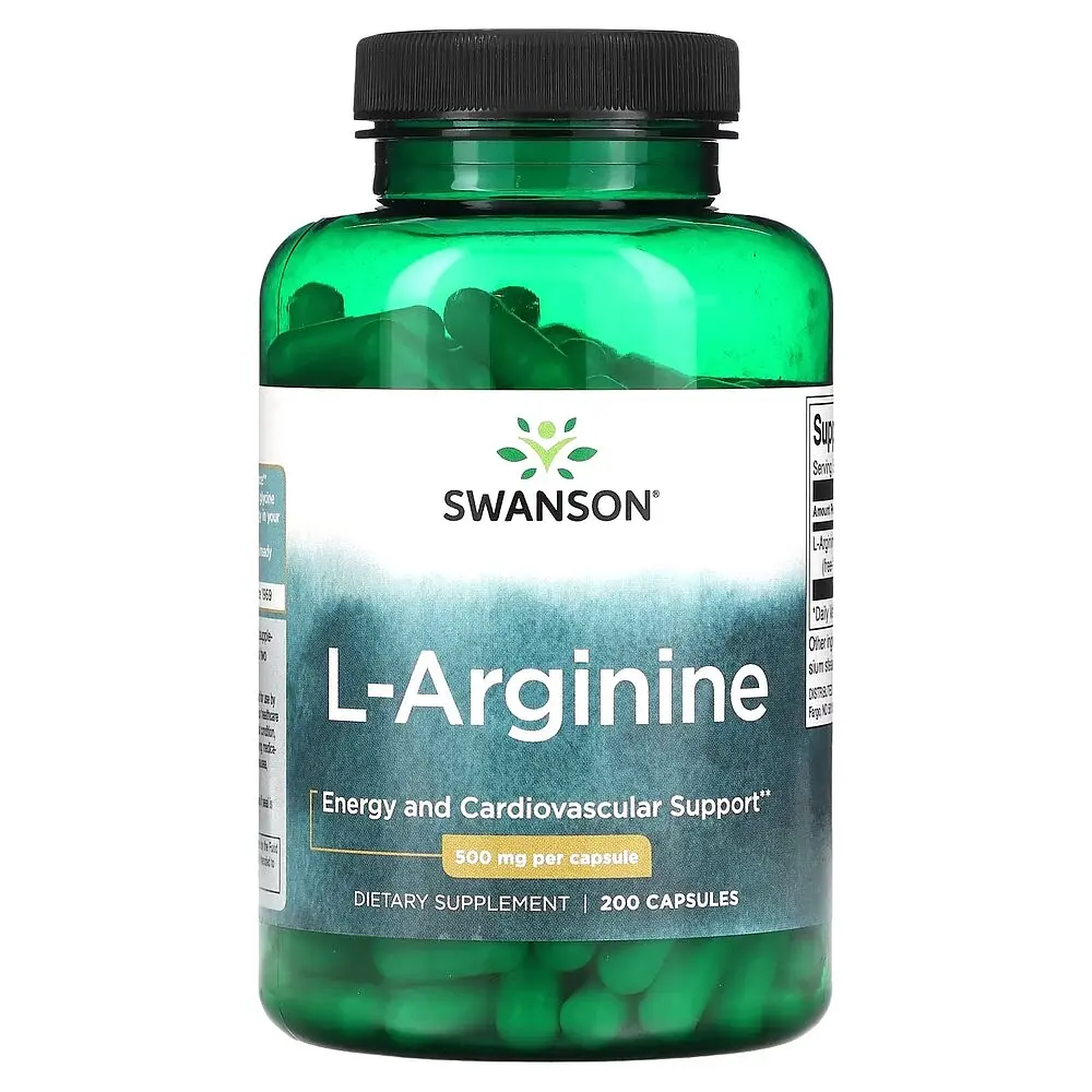 L-аргінін Swanson L-Arginine 500 mg, 200 капсул