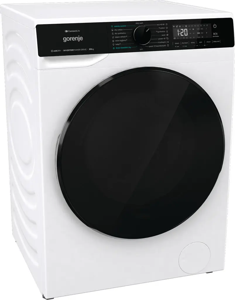 Стирально-сушильная машина Gorenje фронтальная 9 (6) кг 1400 A 55см инвертор дисплей Wi-Fi белый - фото 4