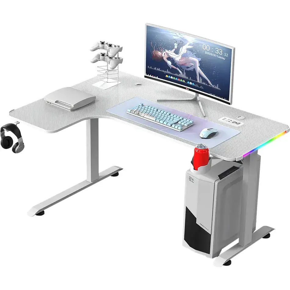 Комп'ютерний ігровий стіл GT Racer T-1217 [160x60-100x73] White [123416] - фото 2