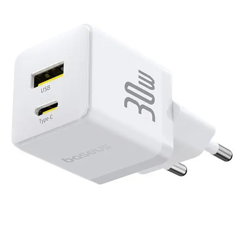 Сетевое зарядное устройство для Baseus Palm Type-C+USB 30W белый P1011160A213-00 - фото 5
