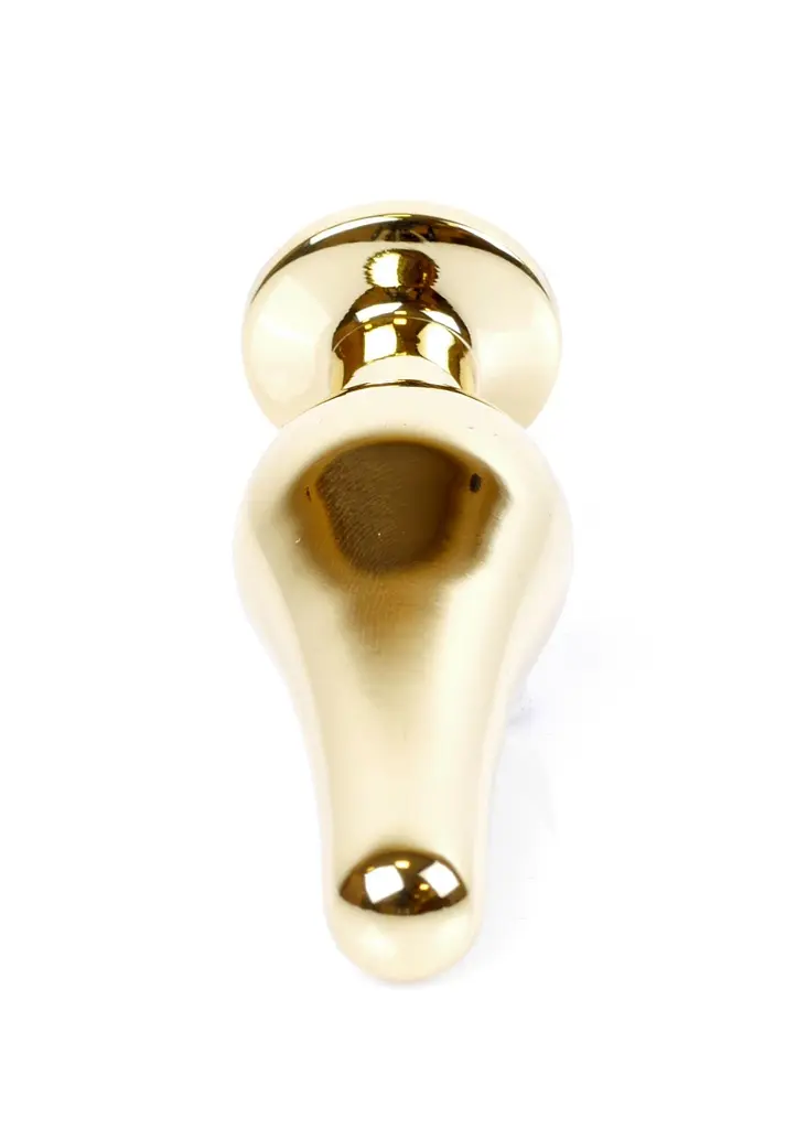 Металлическая анальная пробка с кристаллом Boss Jewellery Gold Butt Plug Light 9.5 см (голубой) - фото 5