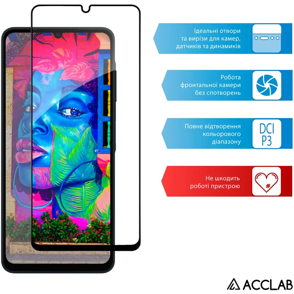 Стекло защитное ACCLAB Full Glue Samsung A06 Black (1283126598814) - фото 5