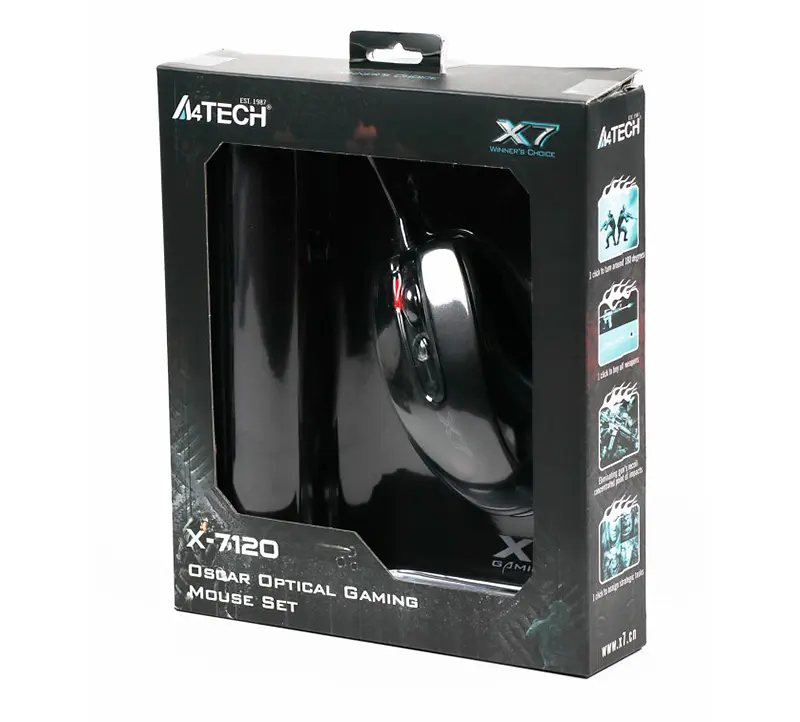 Миша A4Tech X-7120 USB Black X-710BK + килимок X7-200MP (Bundle) - фото 3