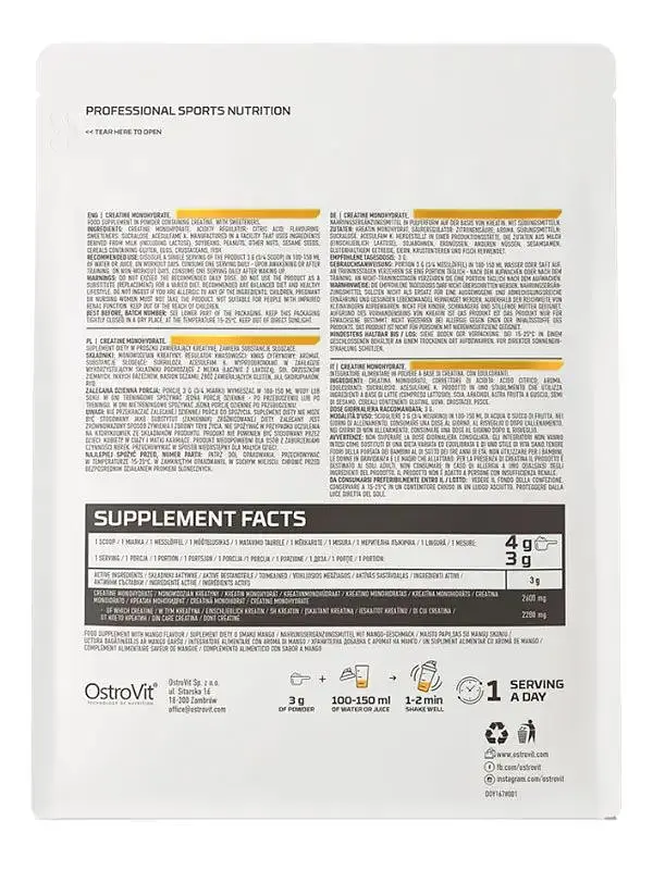 Креатин OstroVit Monohydrate Mango 300 г - фото 3