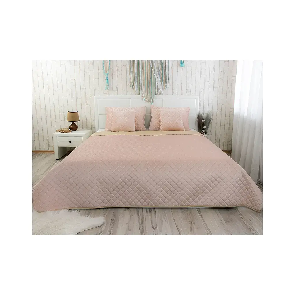 Покривало Руно Apricot ромб велюр 220х240 (330.55_Apricot ромб)
