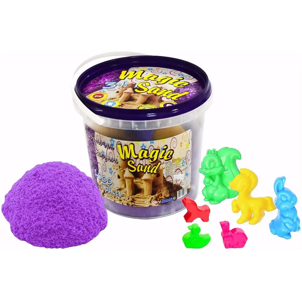 Кінетичний пісок Strateg Magic Sand бузкового кольору у відрі 1 кг