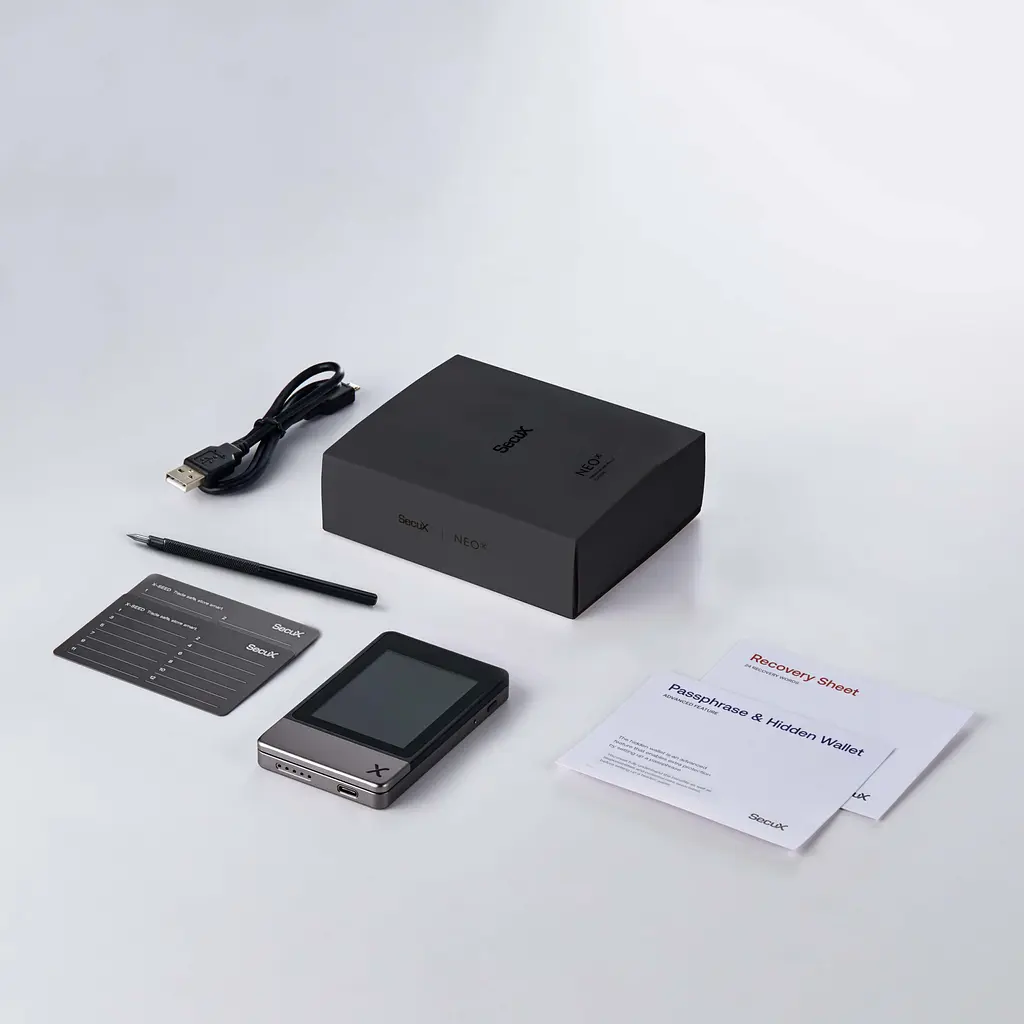Апаратний гаманець SecuX Neo-X Premium Metallic Edition з двома мнемонічними пластинами, Bluetooth та USB-C Чорний - фото 15