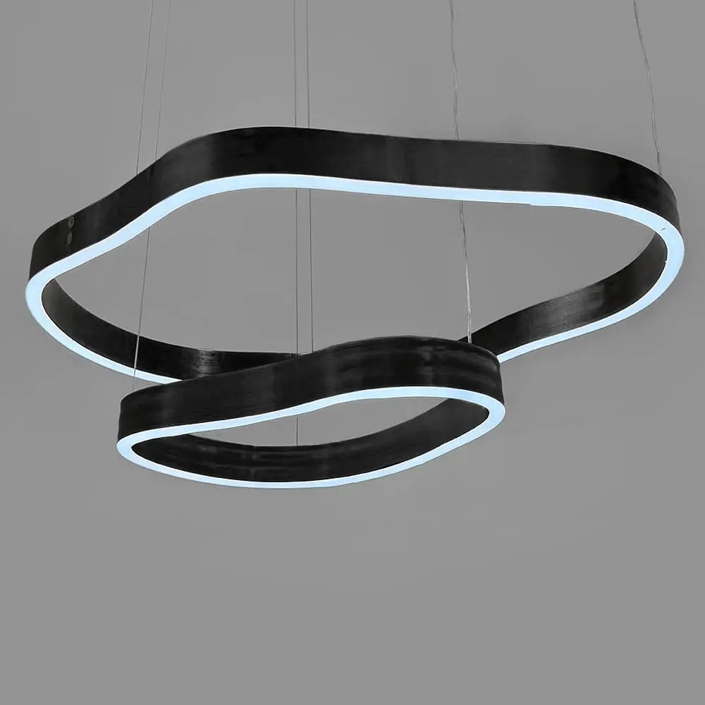 Эффектная черная люстра на 2 яруса 65х55 см и 45х30 см | Ст. PCL006-600*400 BK | Line F - фото 3