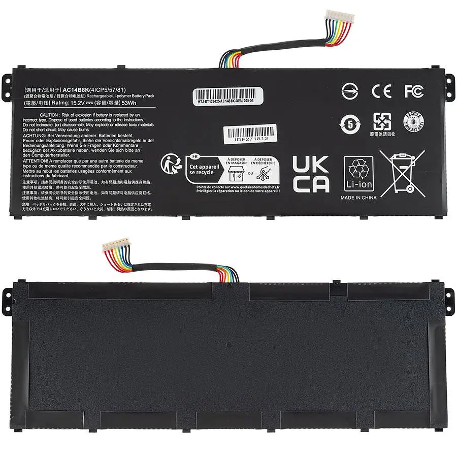 Батарея для ноутбука Acer AC14B8K (Aspire: E5-771 ES1-511 V3-371 series) 15.2V 3485mAh 53Wh Чорний - фото 2