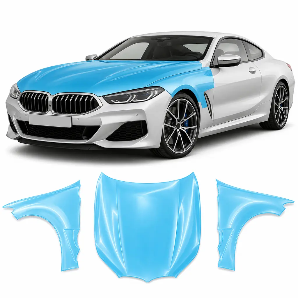 Антигравійна захисна бронеплівка за лекалами для BMW 8 Series G15/G14/G16 2018-2022 - капот і передні крила