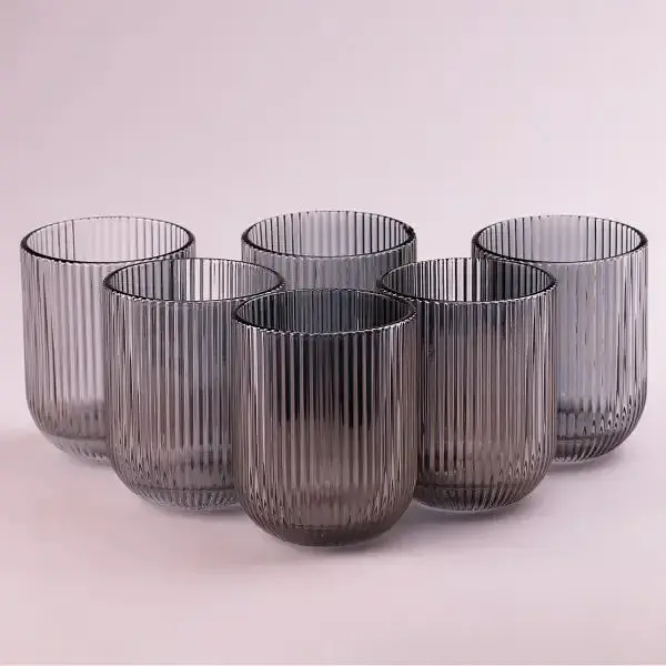 Набор стаканов для напитков Yiwu из толстого стекла серый 6 шт. 250 мл HP-19-7112G - фото 2