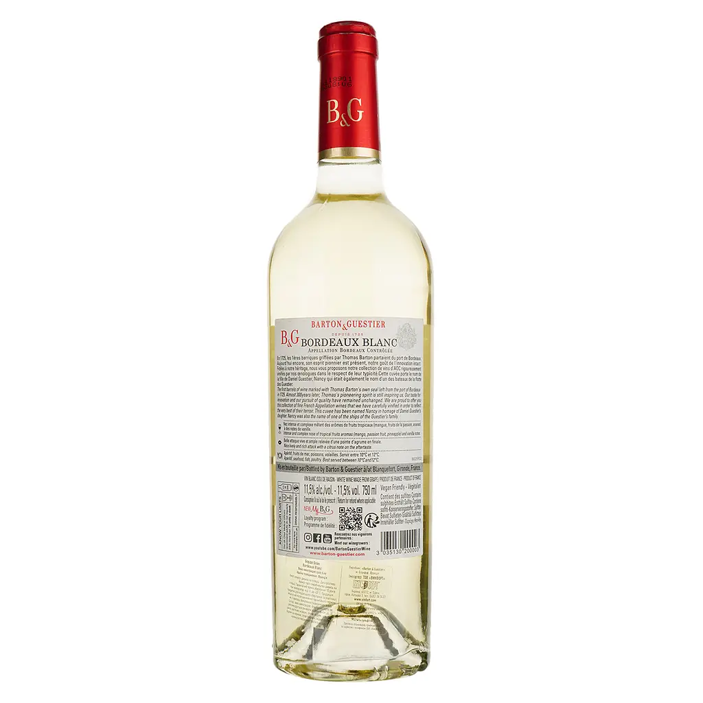 Вино Barton&Guestier Bordeaux Blanc, біле, сухе, 11,5%, 0,75 л - фото 2