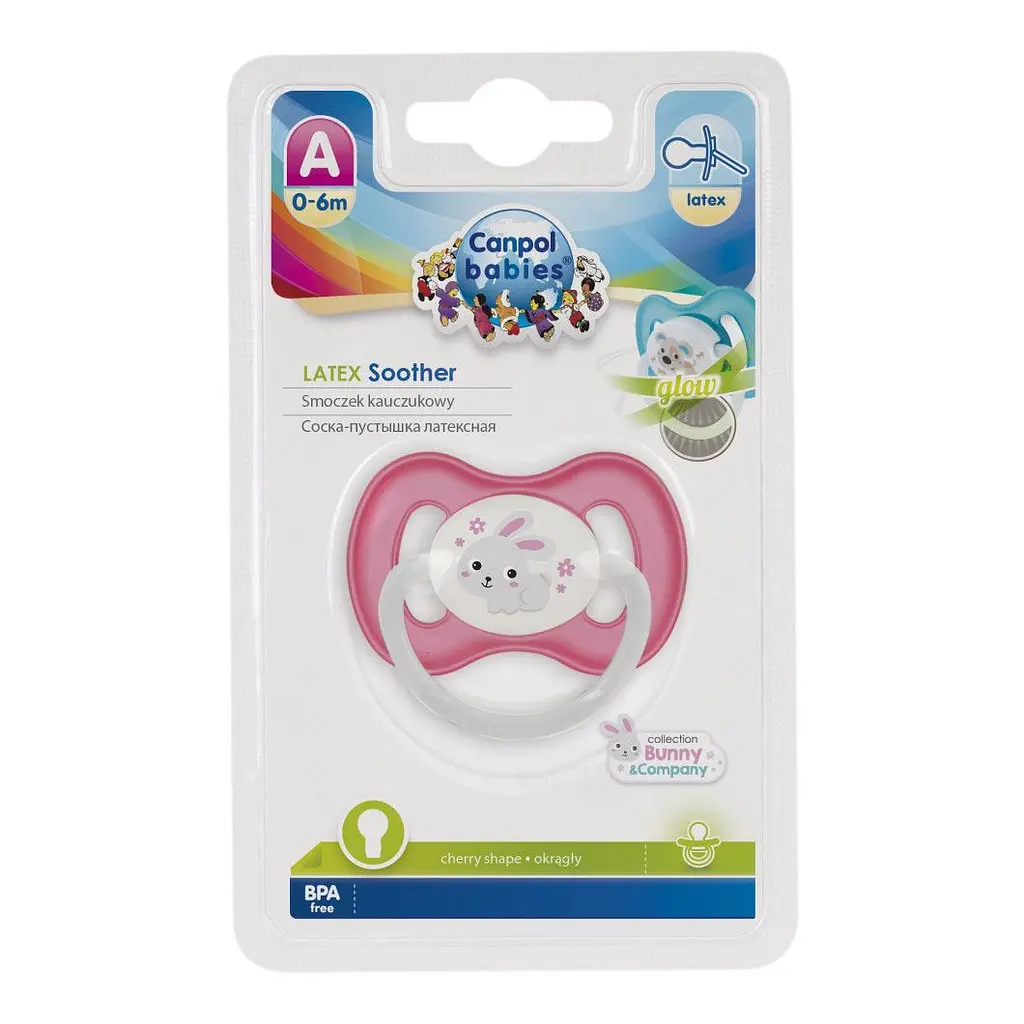 Пустушка латексна Canpol Babies Bunny&Company, кругла, 0-6 міс., рожевий (23/277_pin) - фото 2
