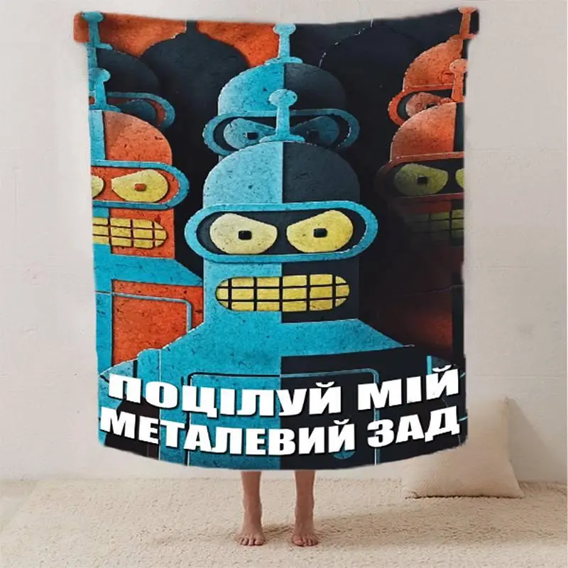 Плед плюшевий подарункоий 3D мотиваційний Поцілуй мій металевий зад 160х200 см - фото 2