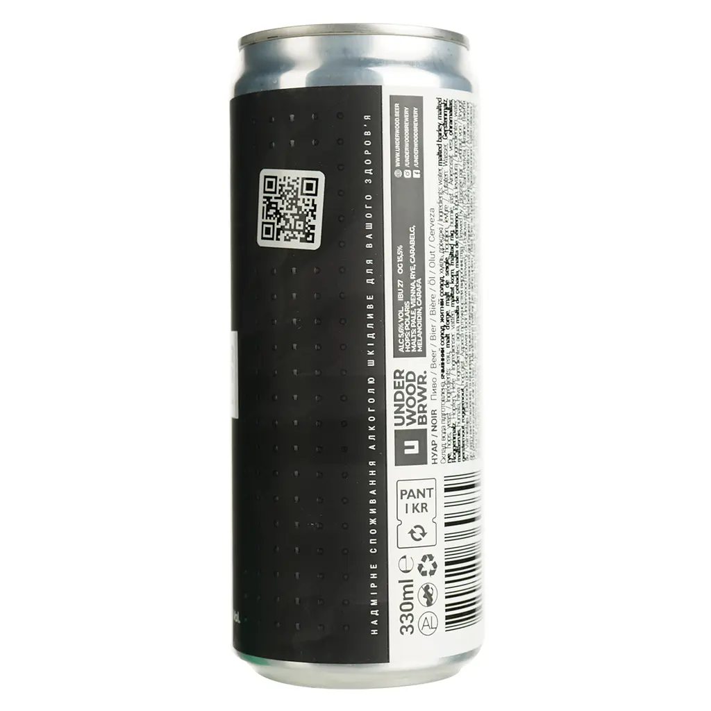 Пиво Underwood Brewery Noir темное нефильтрованное 5.6% 0.33 л ж/б  - фото 2