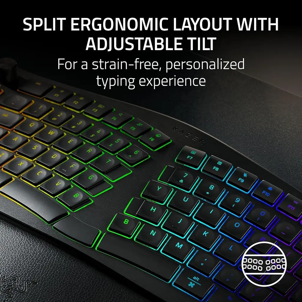 Клавіатура Razer Pro Type Ergo 118 key USB-A/WL/BT EN RGB Black (RZ03-05440100-R3M1) - фото 10