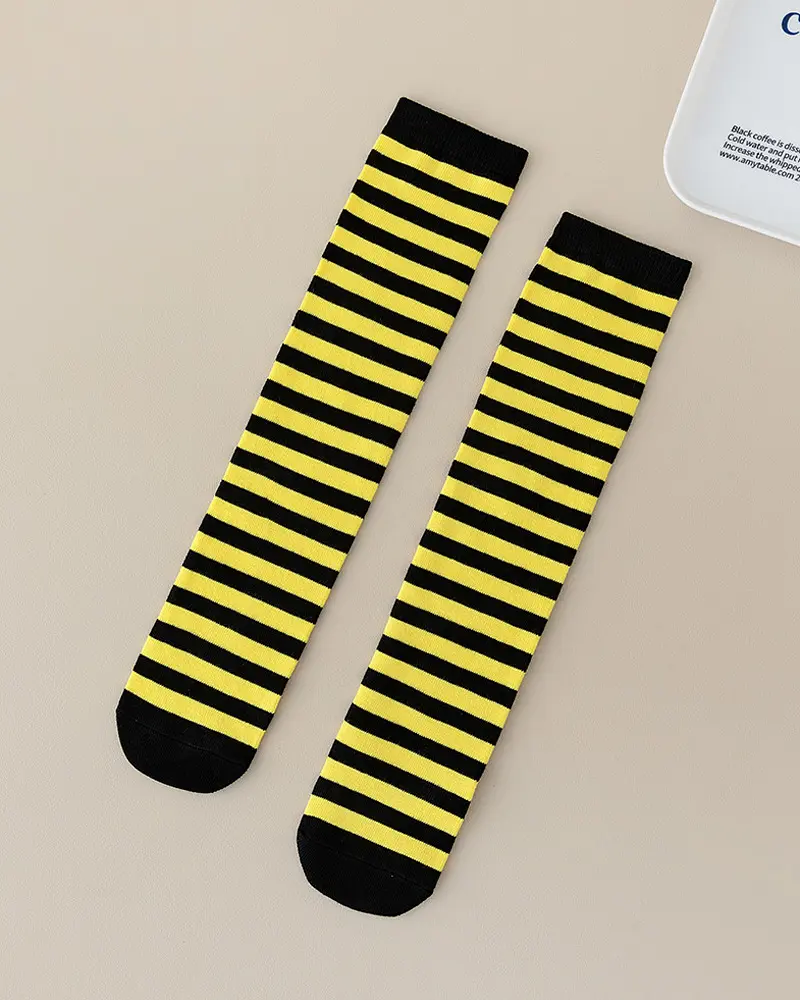 Дитячі шкарпетки смугасті чорно-жовті 3-12 років One Size 4258