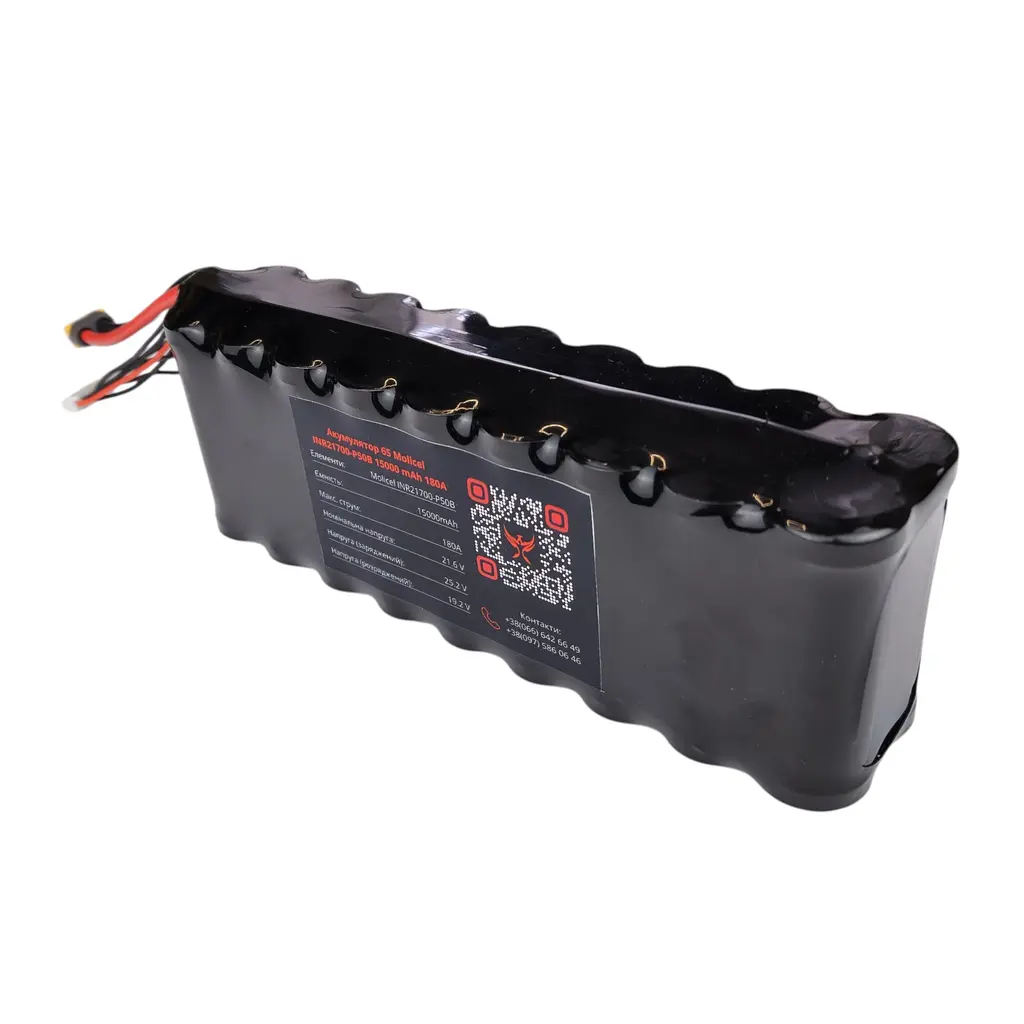 Акумулятор Phoenix drones 6S3P на елементах Molicel INR21700-P50B 15000 mAh двухрядний - фото 2