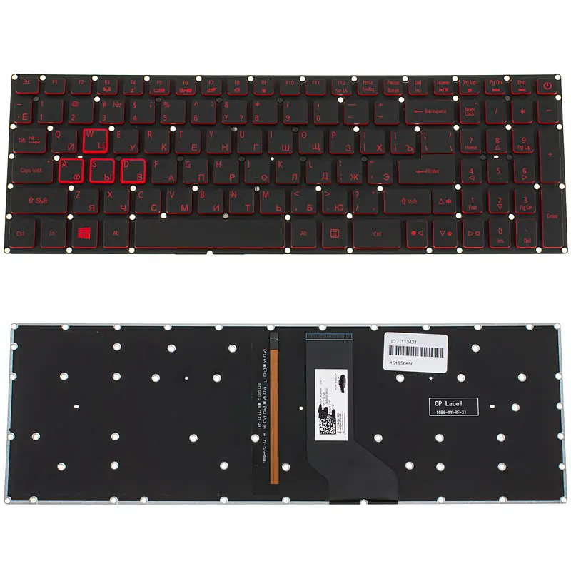 Клавіатура для ноутбука ACER (Nitro: AN515-41) rus, black, без фрейма, підсвічування клавіш(оригінал) - фото 2