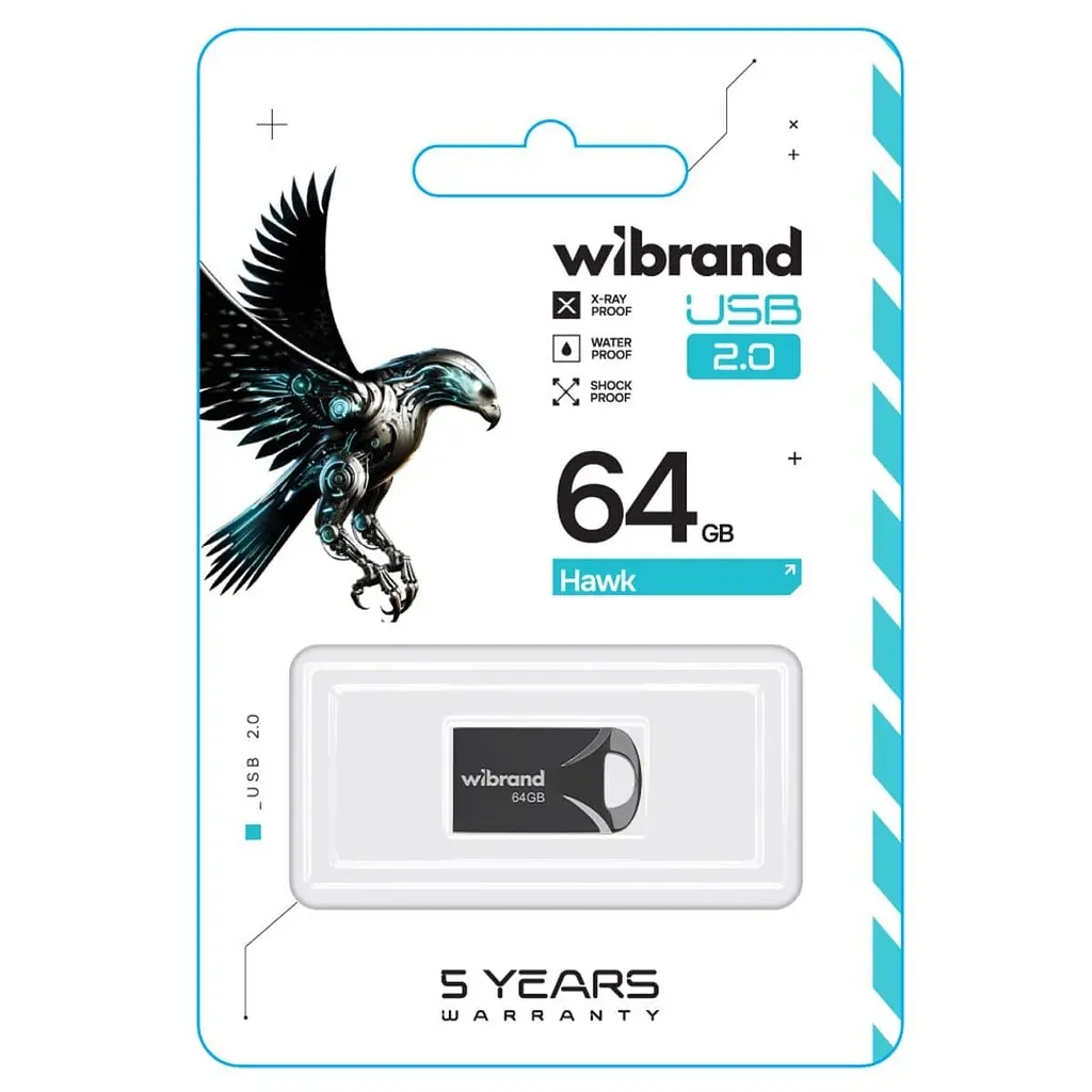Flash Wibrand USB 2.0 Hawk 64Gb Black - фото 2