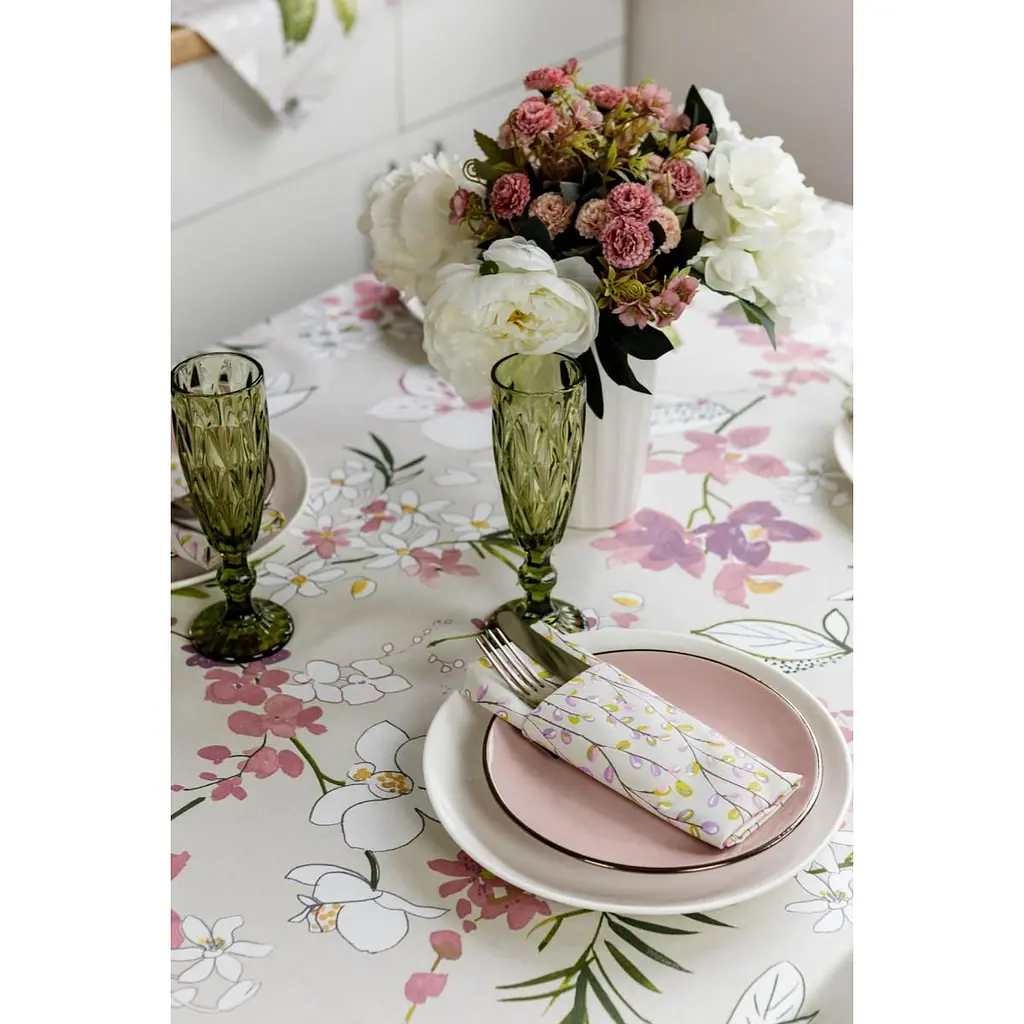 Скатерть Прованс Орхидея 136х120 см бежевая (30890) - фото 5