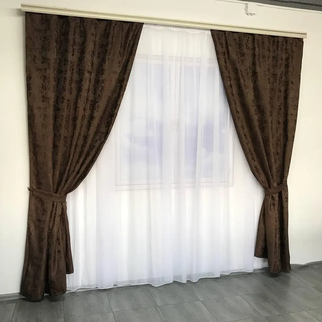 Мармурові жакардові штори коричневого кольору на тасьмі 2шт. 150х270 ALBO pbe0052506 - фото 3