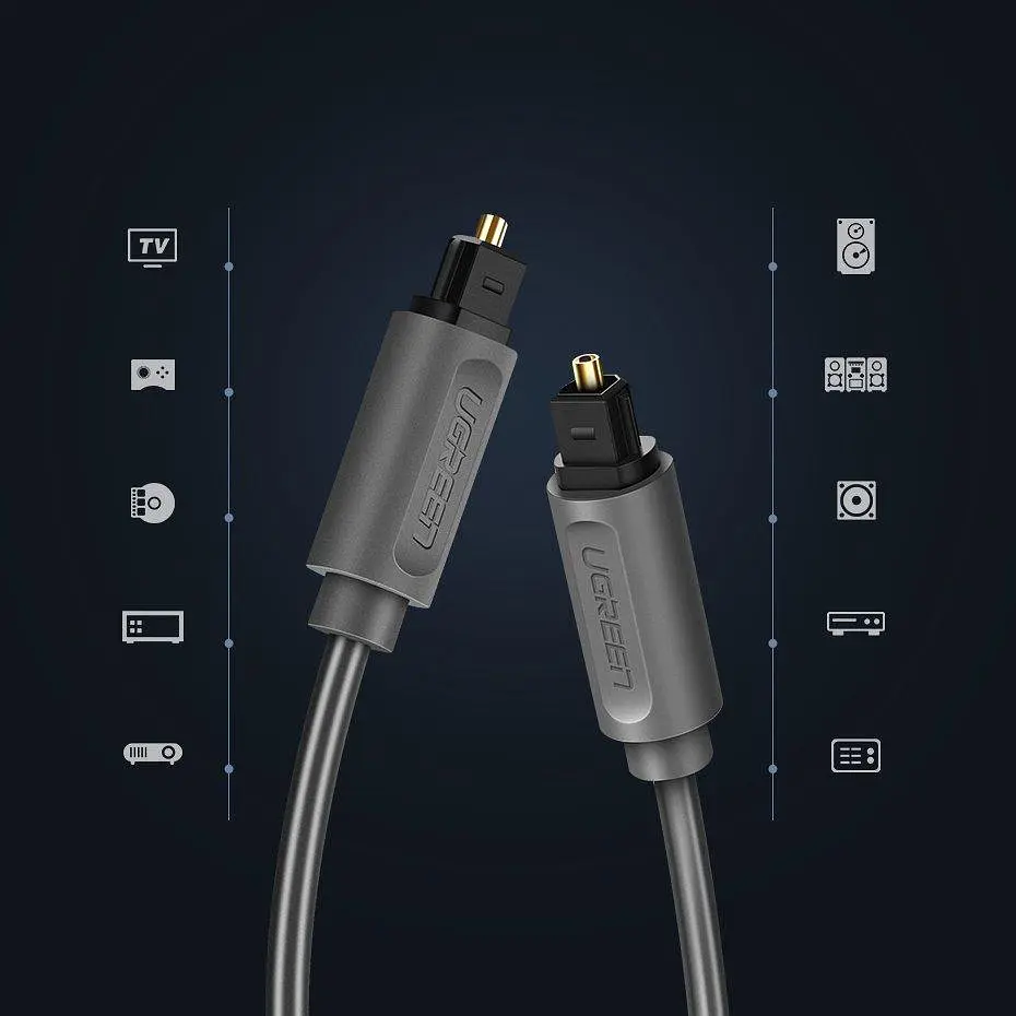 Аудіо кабель Ugreen AV122 Toslink Optical Audio Cable 3 м чорний (70893) - фото 3