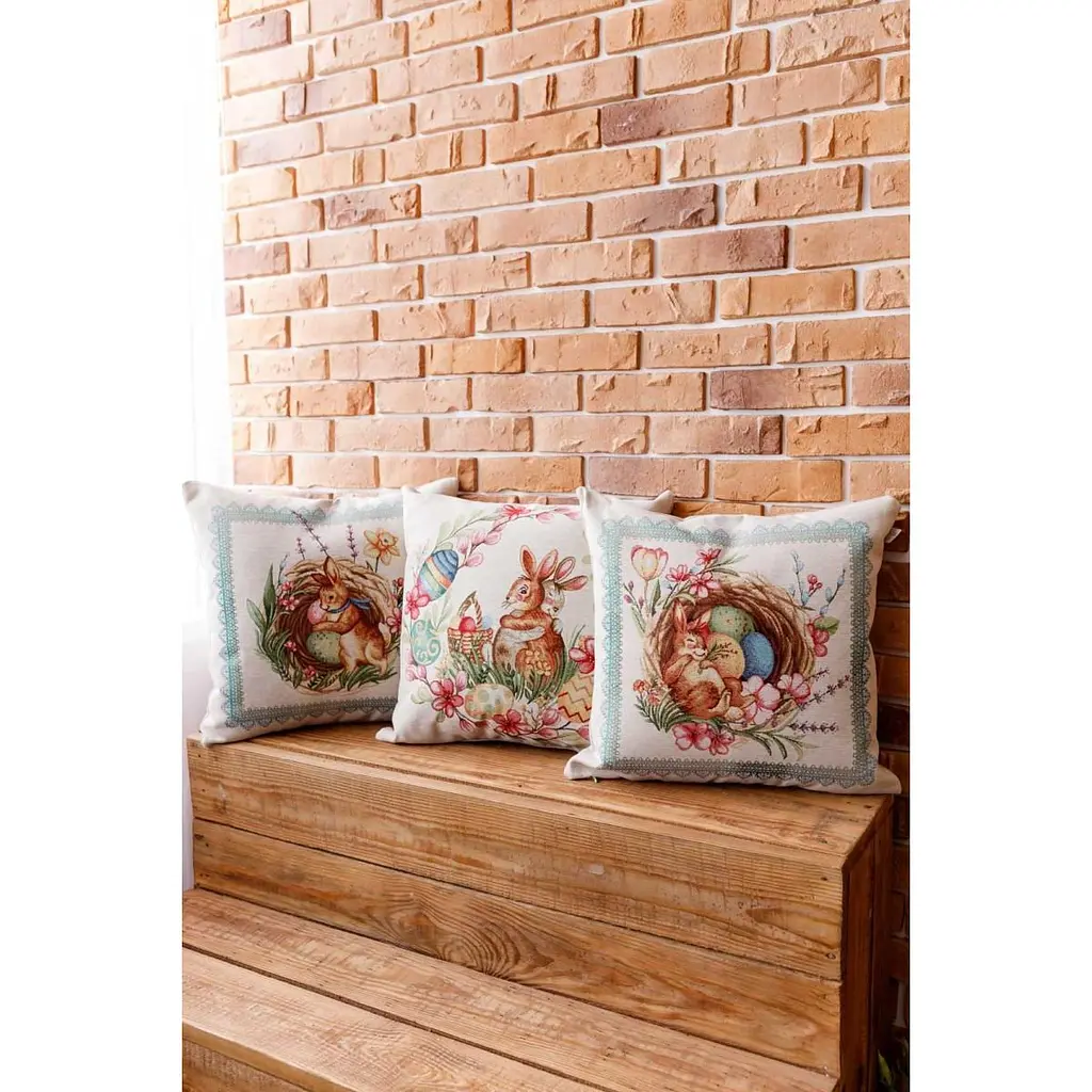 Подушка декоративна Прованс Злагода Зайчик в кошику 45х45 см (34258) - фото 3