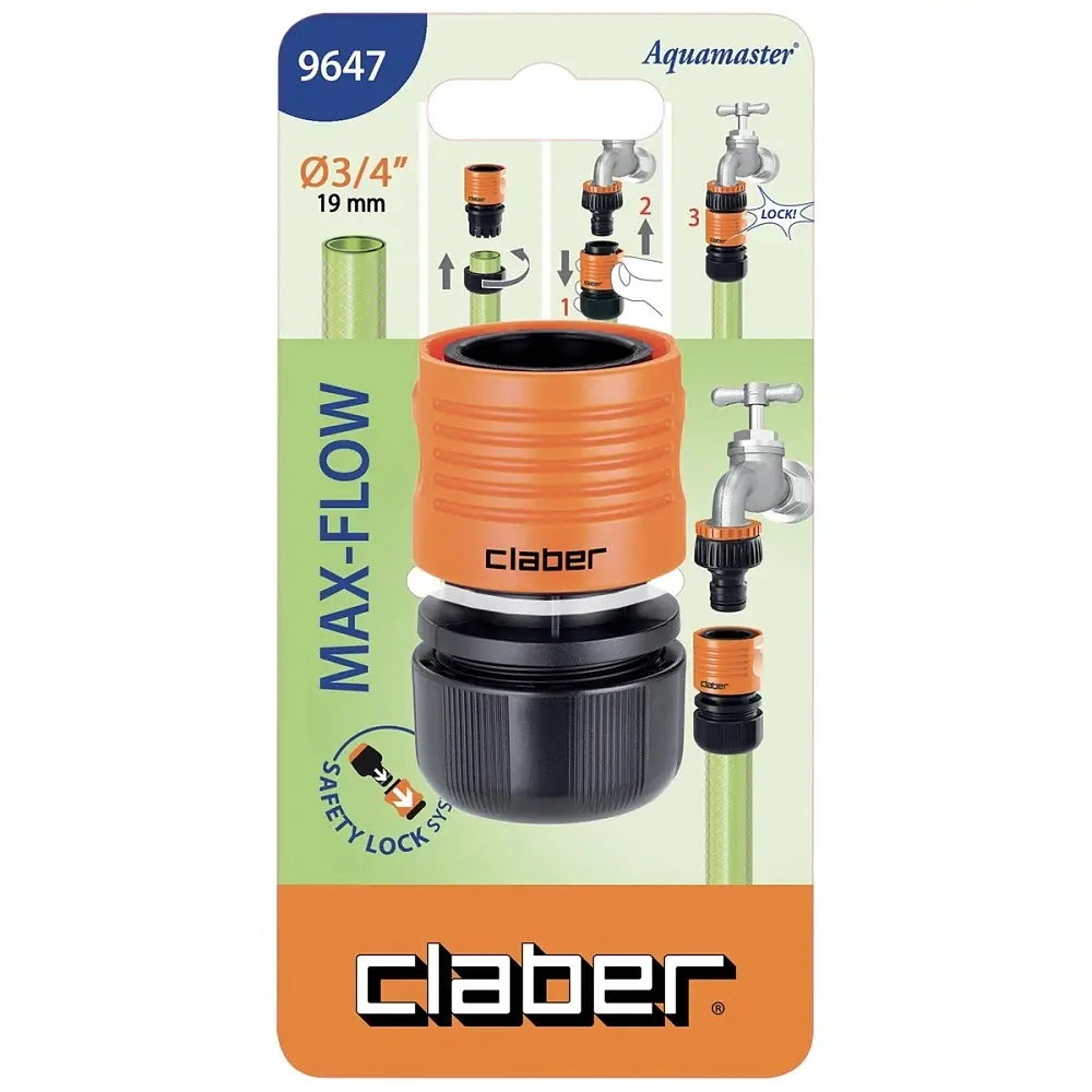 Конектор для поливального шлангу 3/4" з системою "Aquastop" Claber 9647 - фото 2