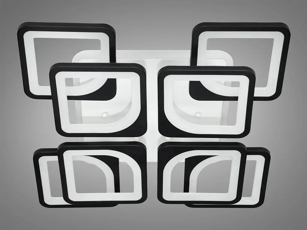 Потолочная кухонная лед люстра с пультом, подсветкой, 130W, черная - фото 4