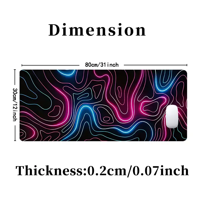 Килимок для миші та клавіатури "Neon Lines" 80×30 см, Чорний - фото 3