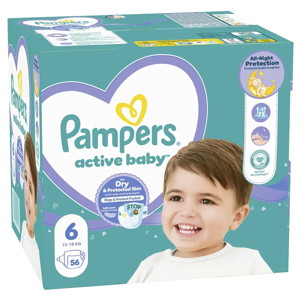 Підгузки Pampers Active Baby Giant Розмір 6 (13-18 кг) 56 шт (8001090950130) - фото 2