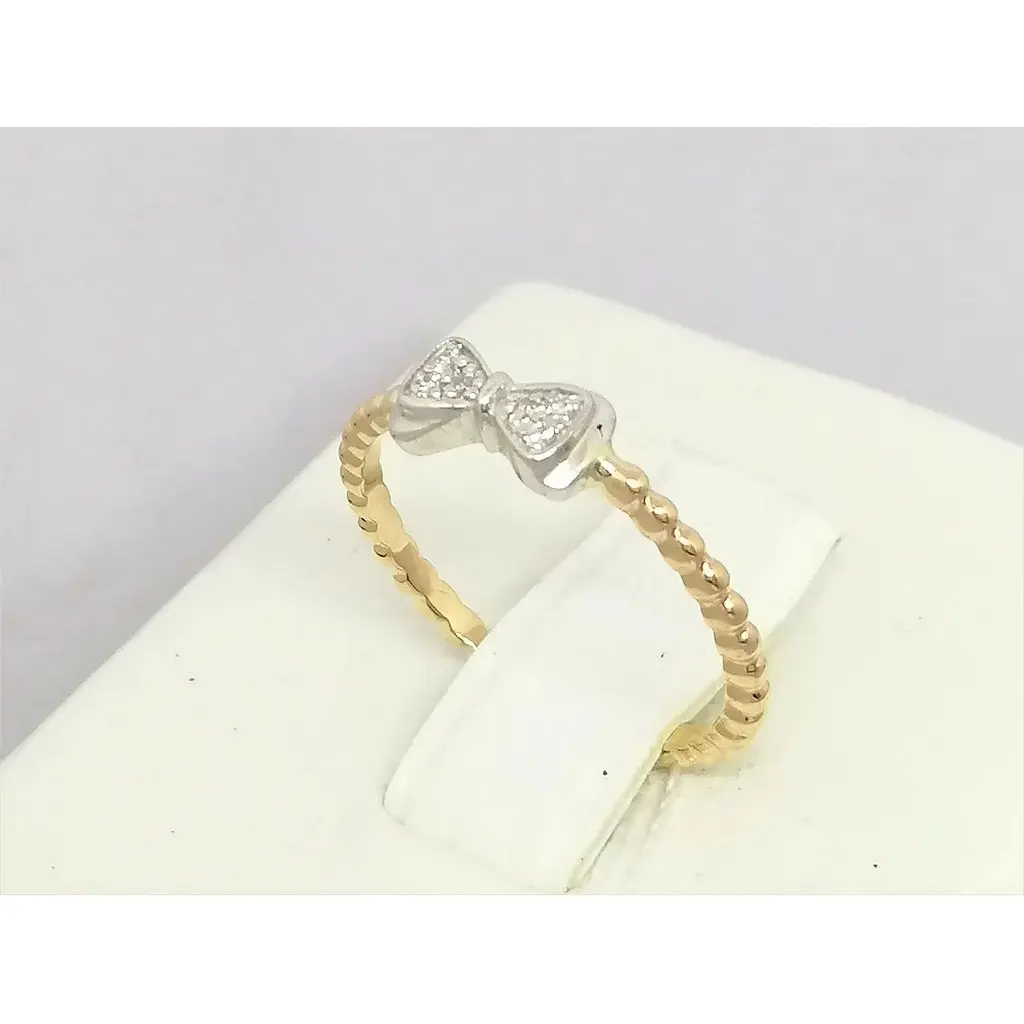 Золоте кільце Харківська ювелірна фабрика Бантик з фіанітами. 700270 15 - фото 3