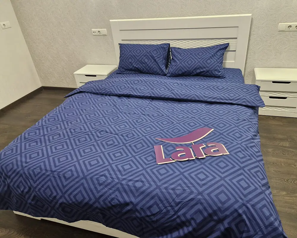 Постільна білизна LARA бязь d11297e Ромб Dark Blue євро - фото 3