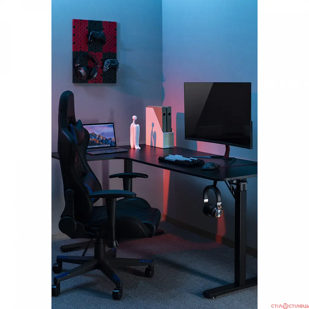 Комп'ютерний стіл GamePro г-подібний чорний (GDC216) - фото 8